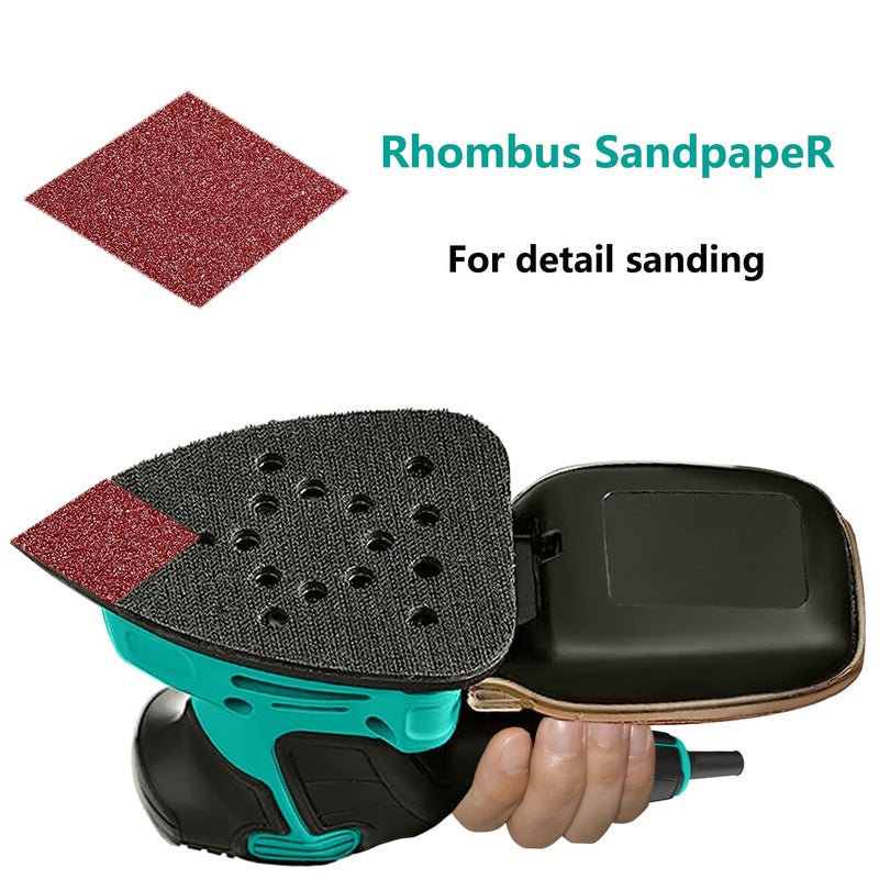 FOWOK 120pcs Mouse Sander Sandpaper and 3pcs Sanding Interface Pad, Detail Sander Sanding Sheets, Sanding Paper 60-240 Grit - FBD123 - Image 4